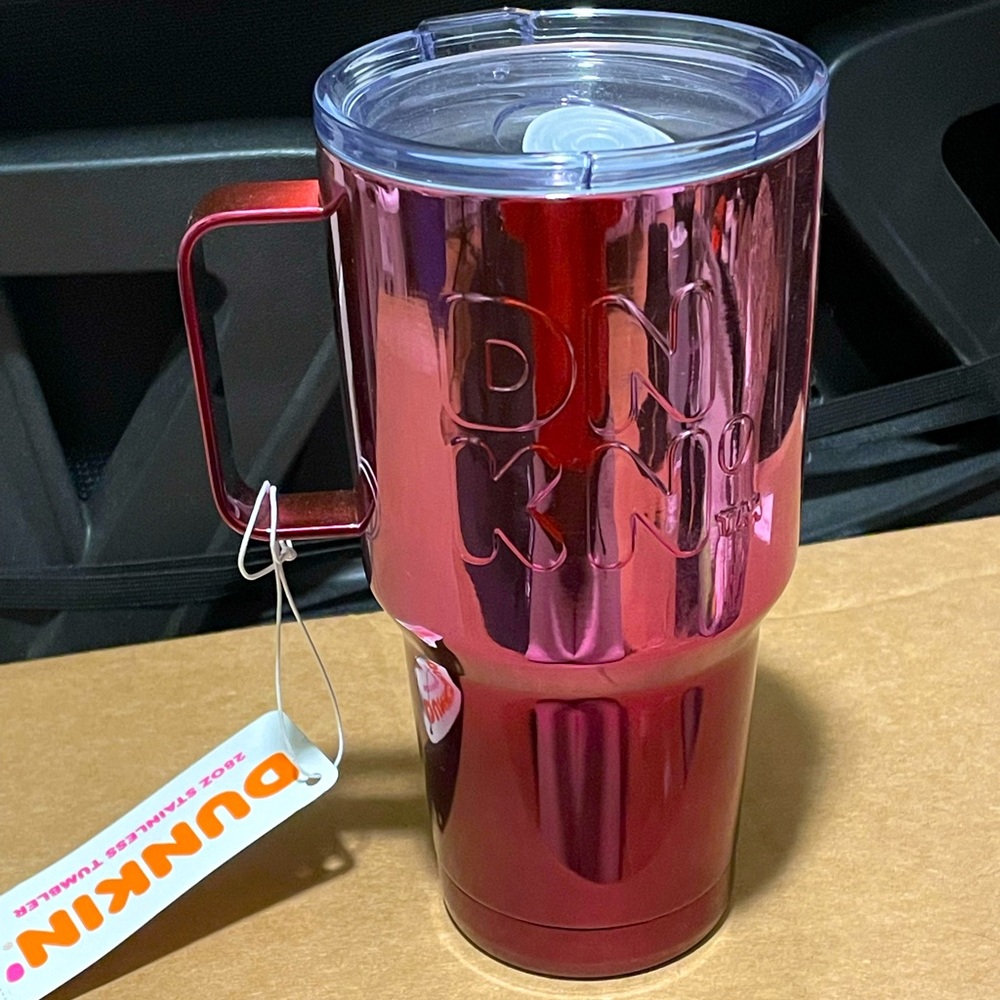 PINK DUNKIN DONUTS DNKN 28oz Stainless Steel Travel Tumbler 2021 Mirror Chrome